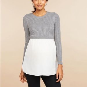 NWT mixed media maternity sweater